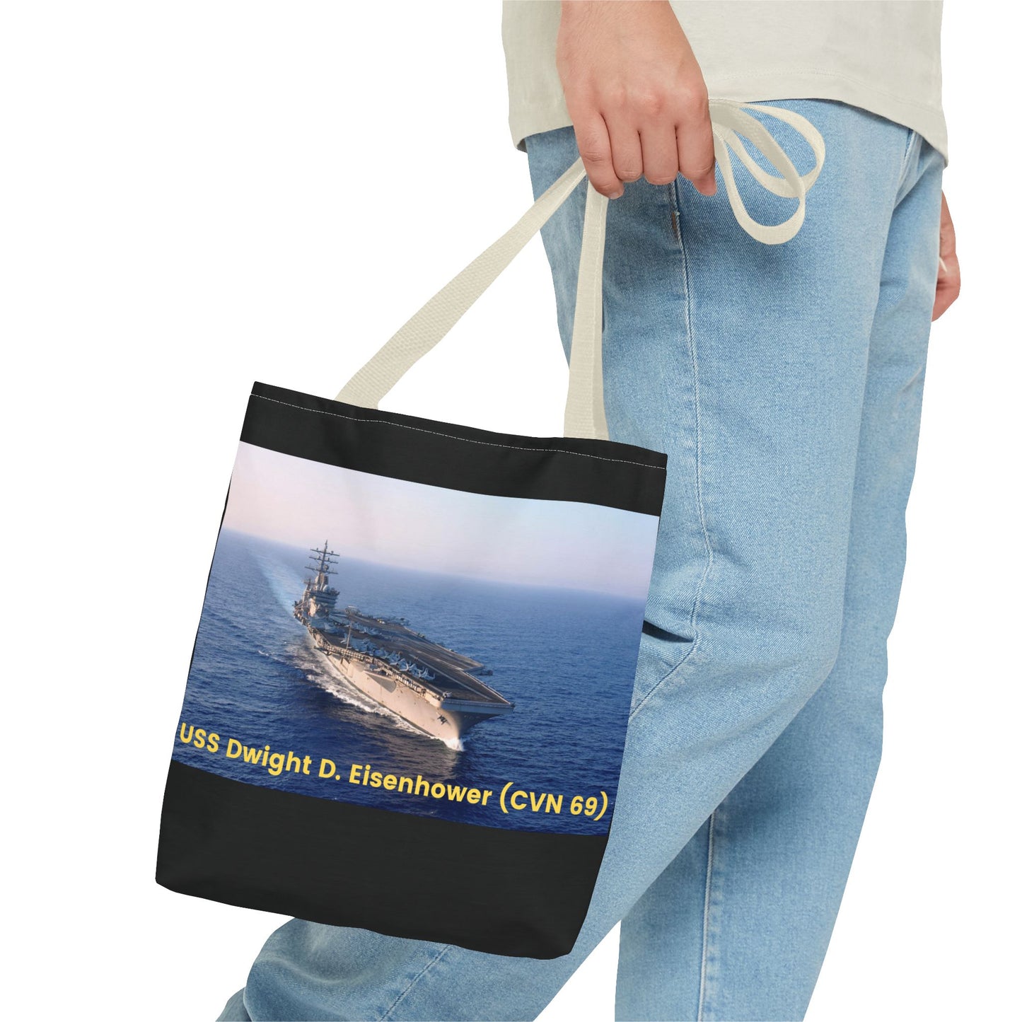 USS Dwight D. Eisenhower (CVN 69) Navy POD Smileandlaughtees Tote Bag (AOP)