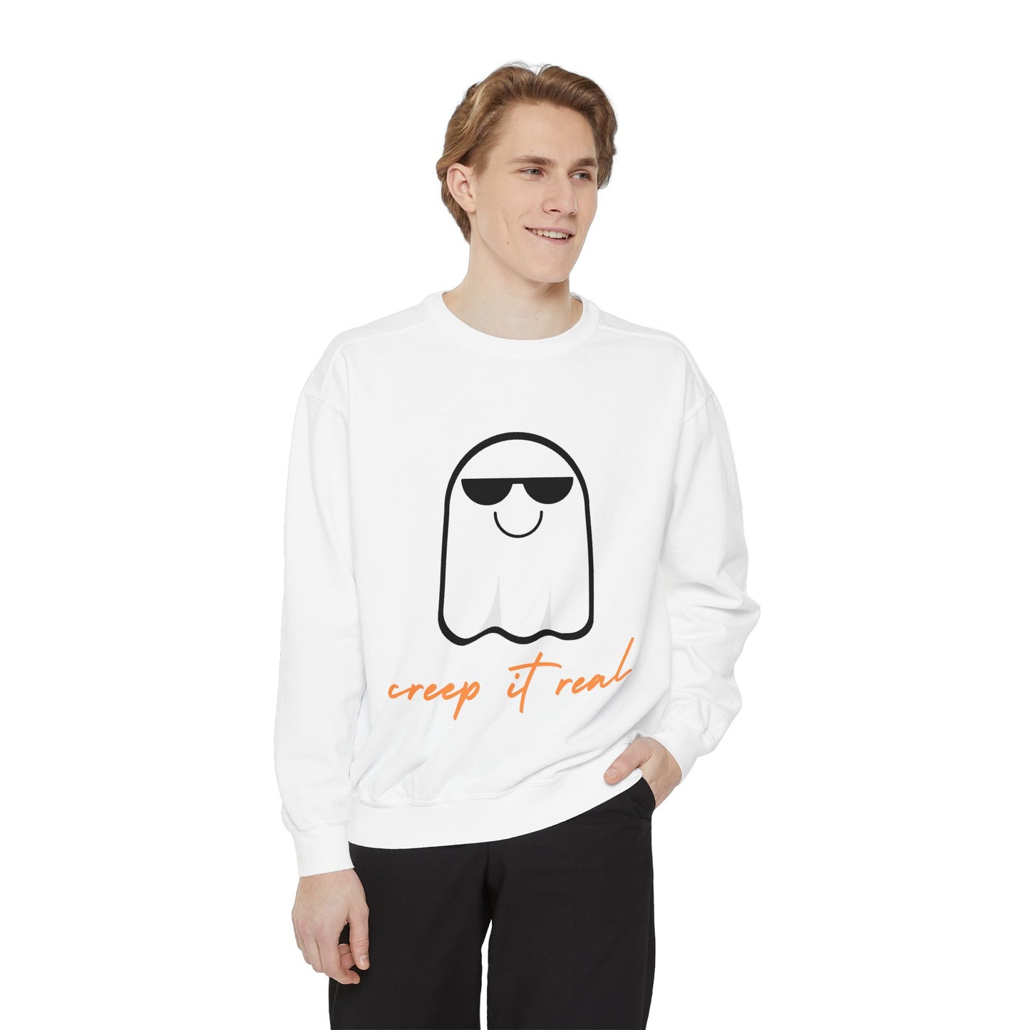 Creep It Real SmileandLaughTees Unisex Garment-Dyed Sweatshirt