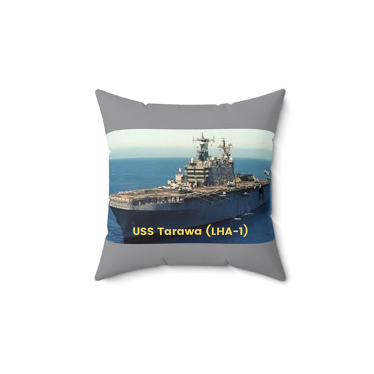 USS Tarawa (LHA-1) Navy POD Smileandlaughtees Spun Polyester Square Pillow