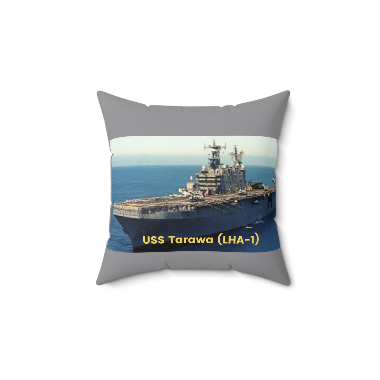 USS Tarawa (LHA-1) Navy POD Smileandlaughtees Spun Polyester Square Pillow