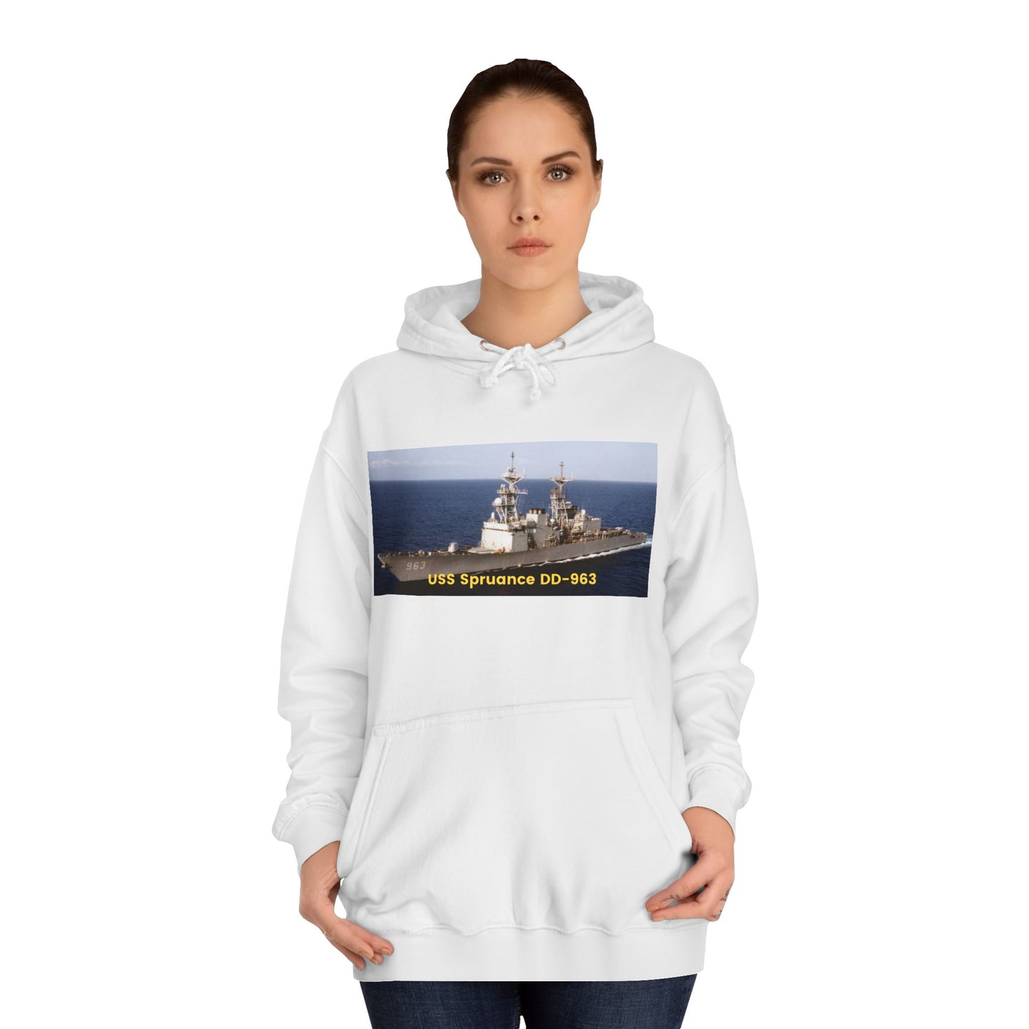 USS Spruance DD-963 Navy POD Smileandlaughtees Unisex College Hoodie