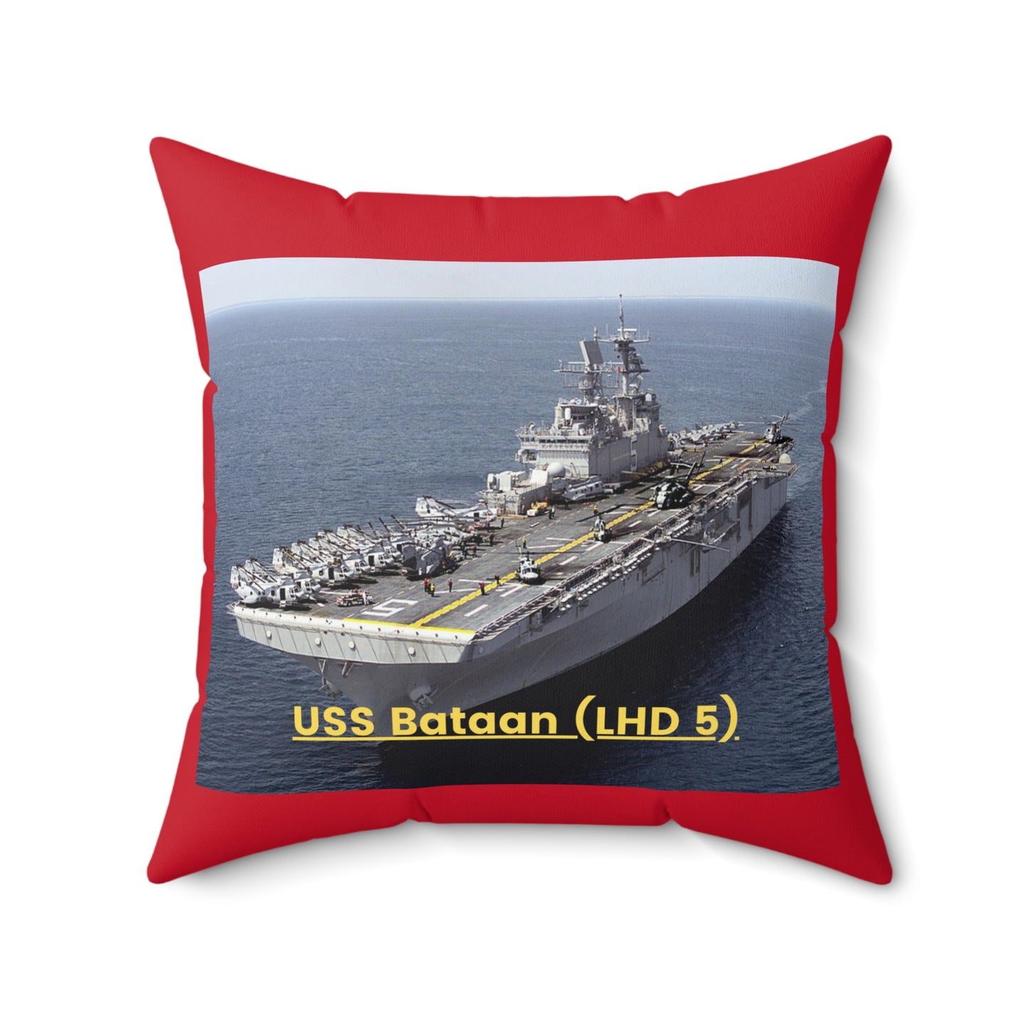 USS Bataan (LHD 5) Navy POD Smileandlaughtees Spun Polyester Square Pillow