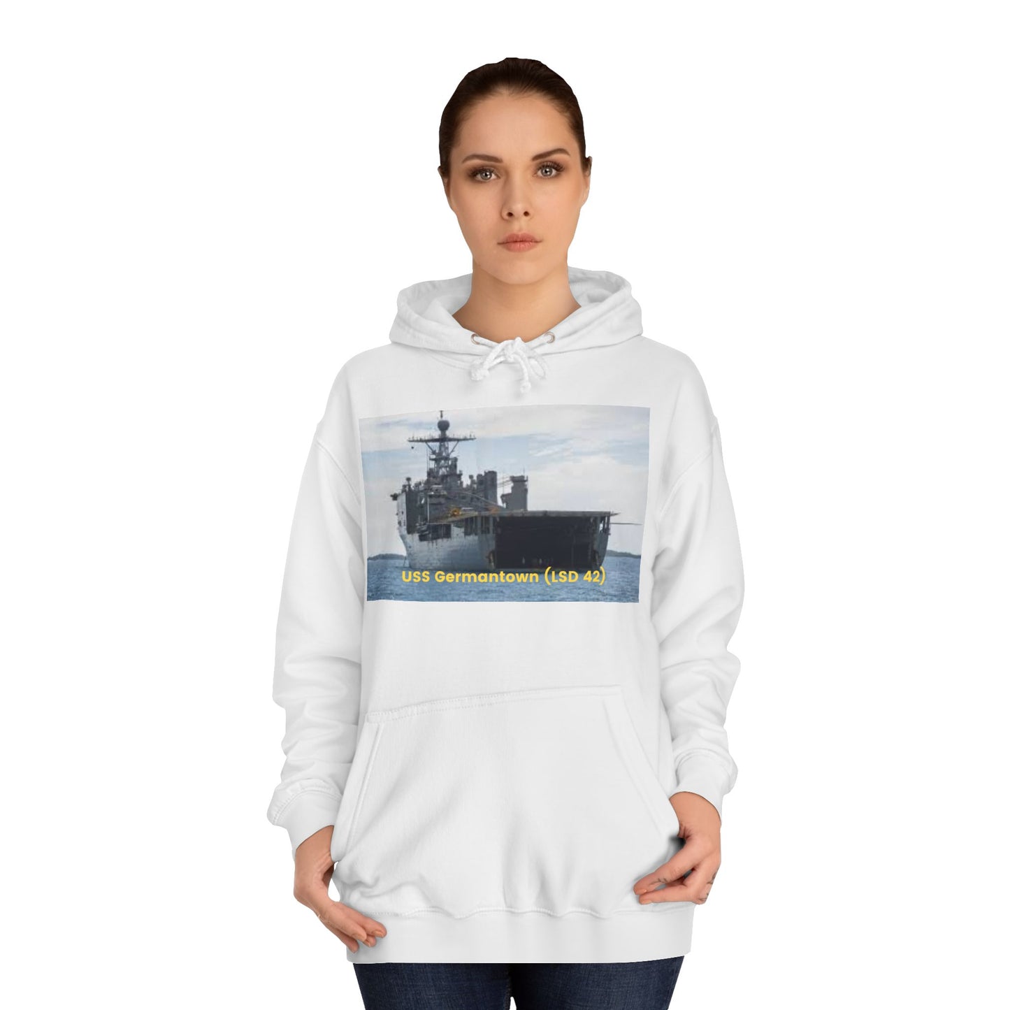 USS Germantown (LSD 42) Navy POD Smileandlaughtees  Unisex College Hoodie