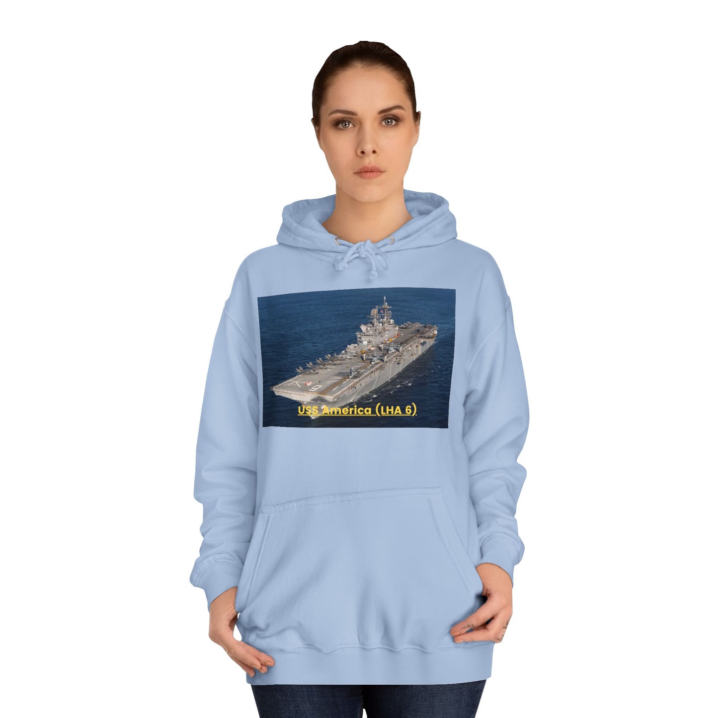 USS America (LHA 6) Navy POD Smileandlaughtees Unisex College Hoodie