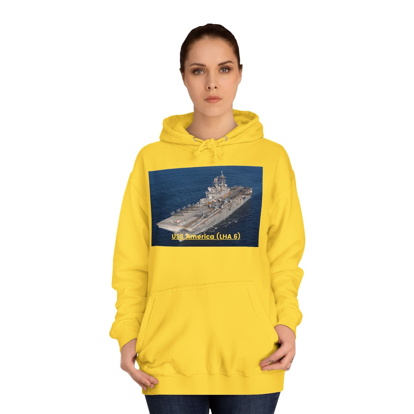 USS America (LHA 6) Navy POD Smileandlaughtees Unisex College Hoodie