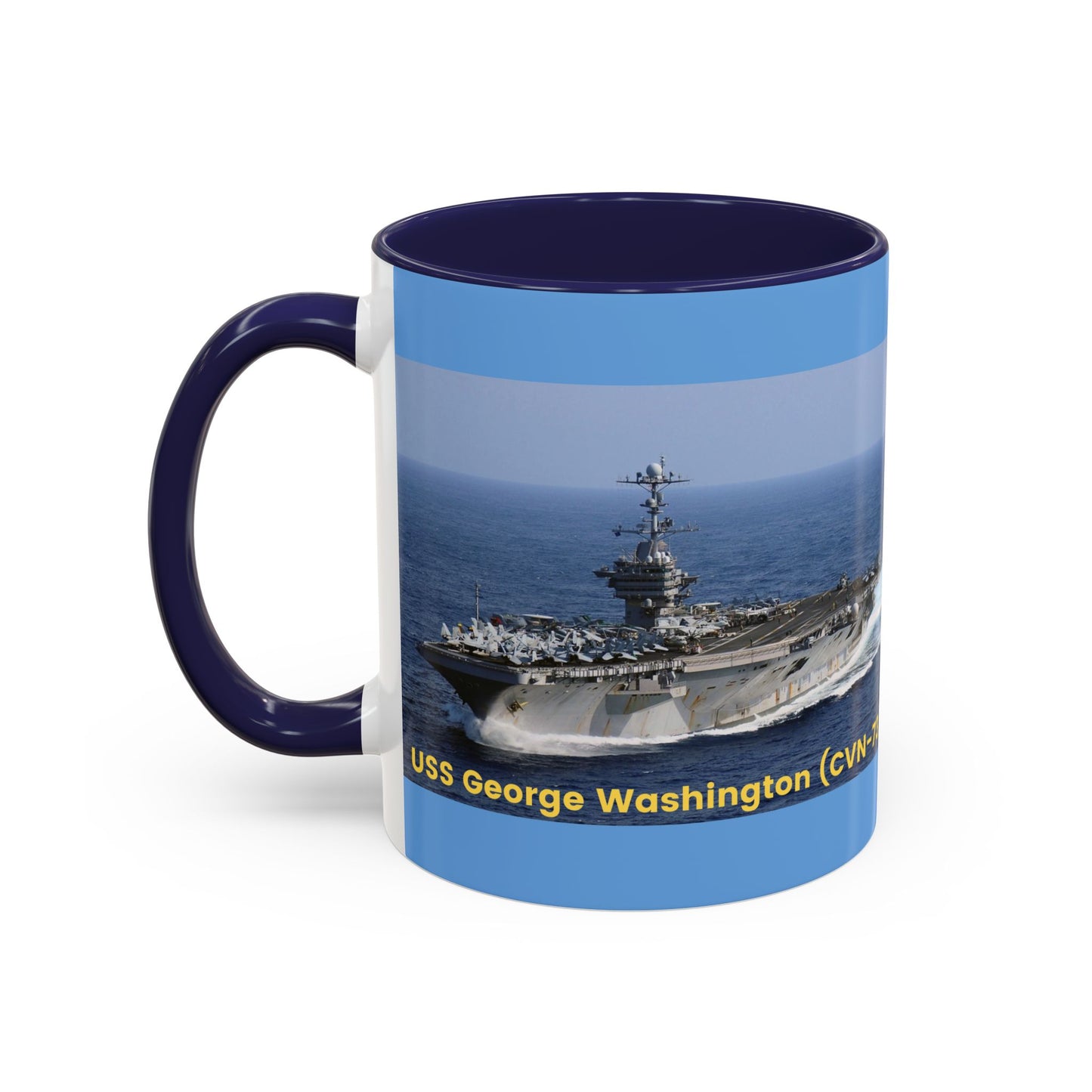 USS George Washington (CVN-73) Navy POD Smileandlaughtees Accent Coffee Mug (11, 15oz)