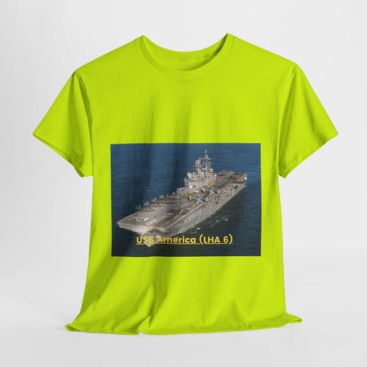 USS America (LHA 6) Navy POD Smileandlaughtees Unisex Heavy Cotton Tee T-Shirt