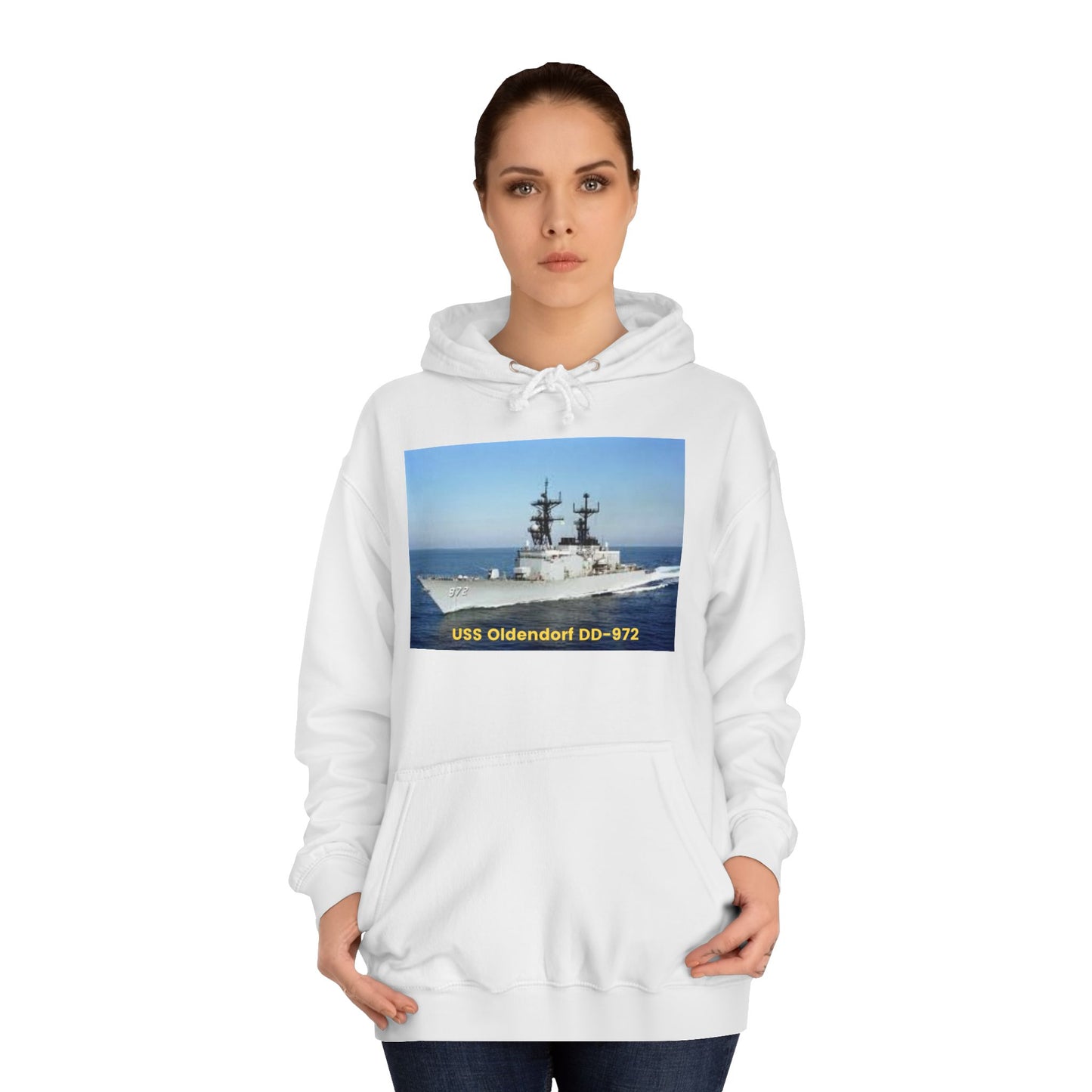 USS Oldendorf DD-972 Navy POD Smileandlaughtees Unisex College Hoodie