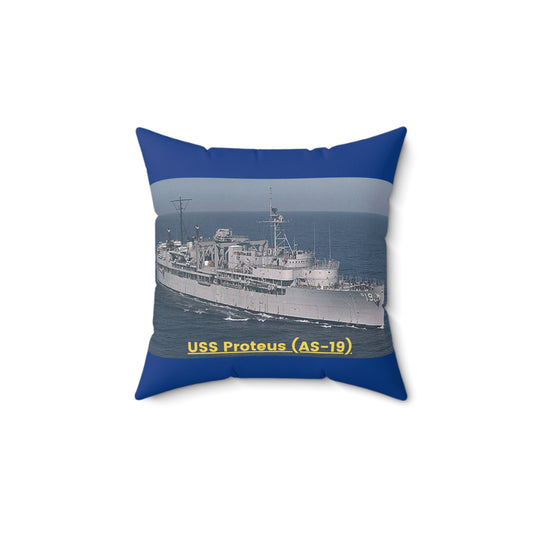 USS Proteus (AS-19) Navy POD Smileandlaughtees Spun Polyester Square Pillow