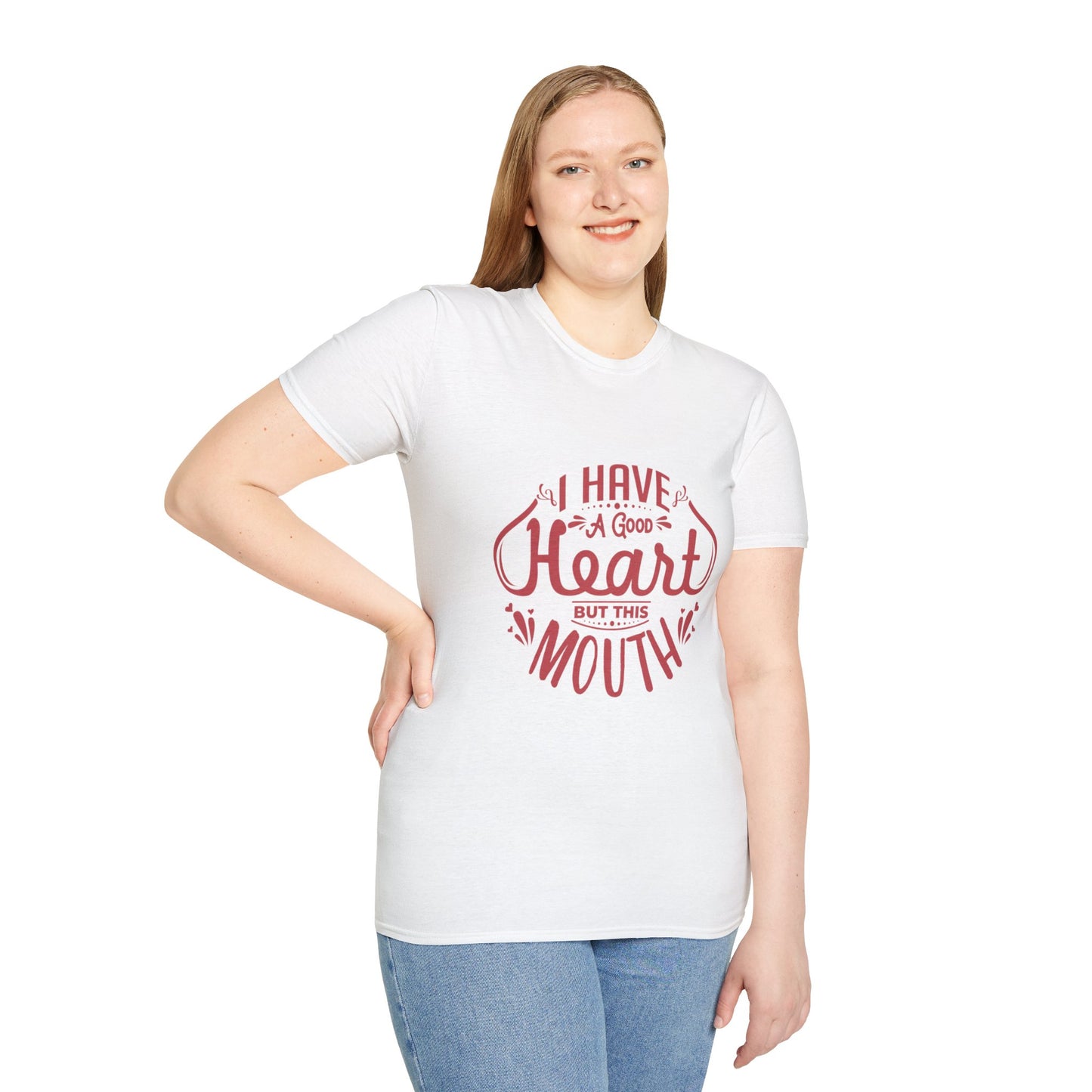 I Have A Good Heart But This Mouth SmileandLaughTees Unisex Softstyle T-Shirt