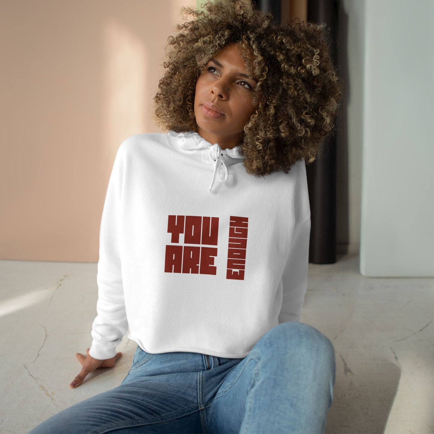 You are Enough SmileandLaughTees Crop Hoodie Sweatshirt