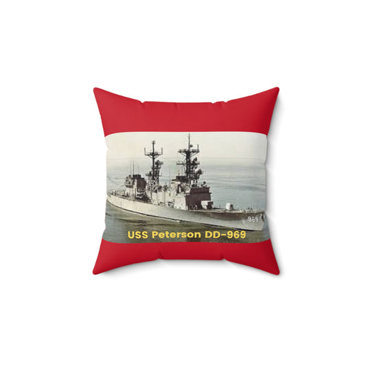 USS Peterson DD-969 Navy POD Smileandlaughtees Spun Polyester Square Pillow