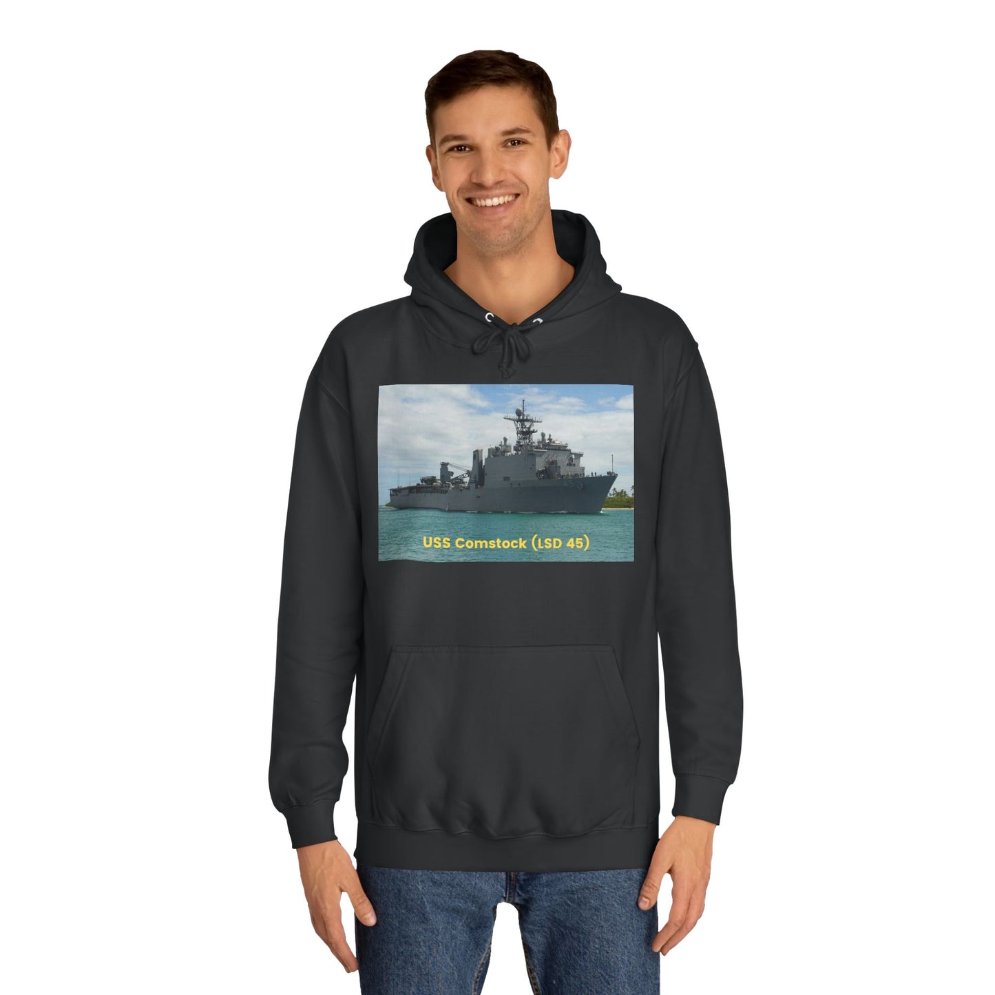 USS Comstock (LSD 45) Navy POD Smileandlaughtees Unisex College Hoodie