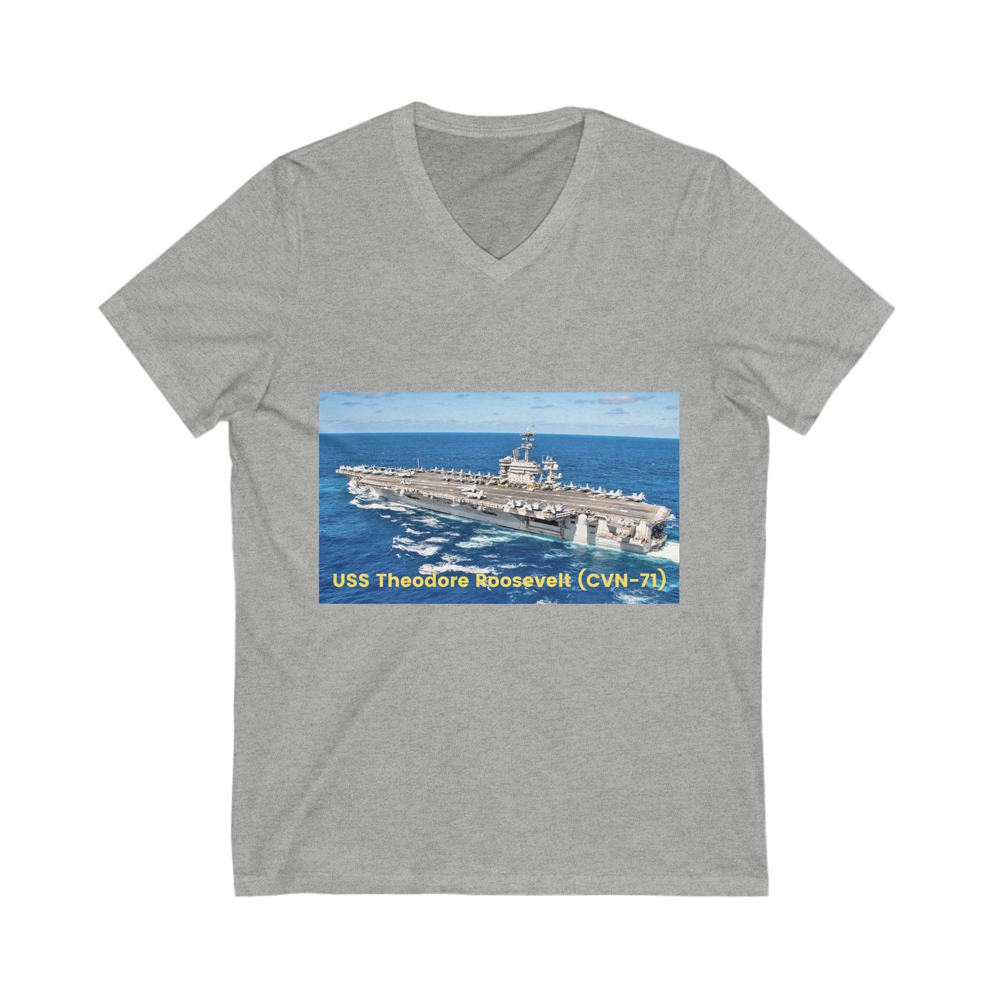 USS Theodore Roosevelt (CVN-71) Unisex Jersey Short Sleeve V-Neck Tee T-Shirt