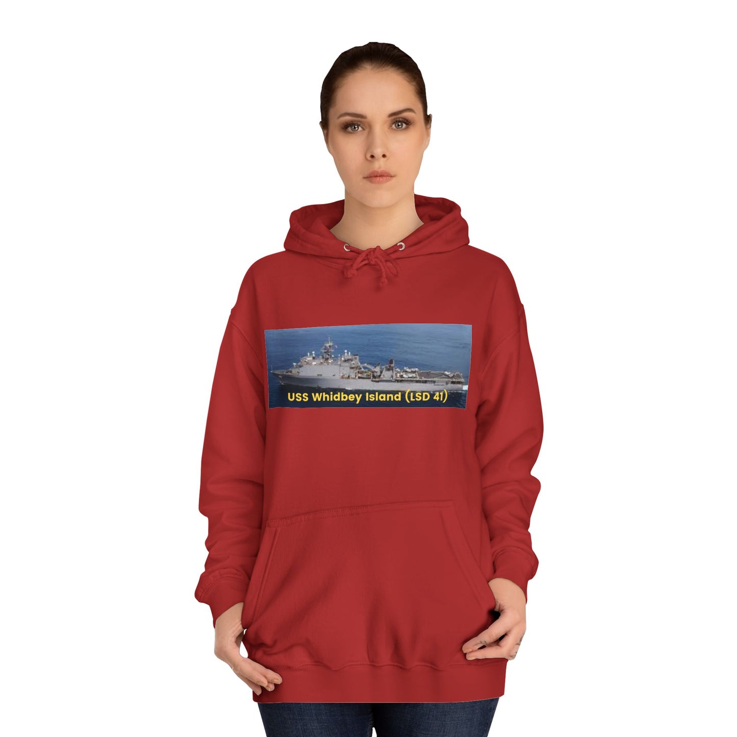 USS Whidbey Island (LSD 41) Navy POD Smileandlaughtees Unisex College Hoodie