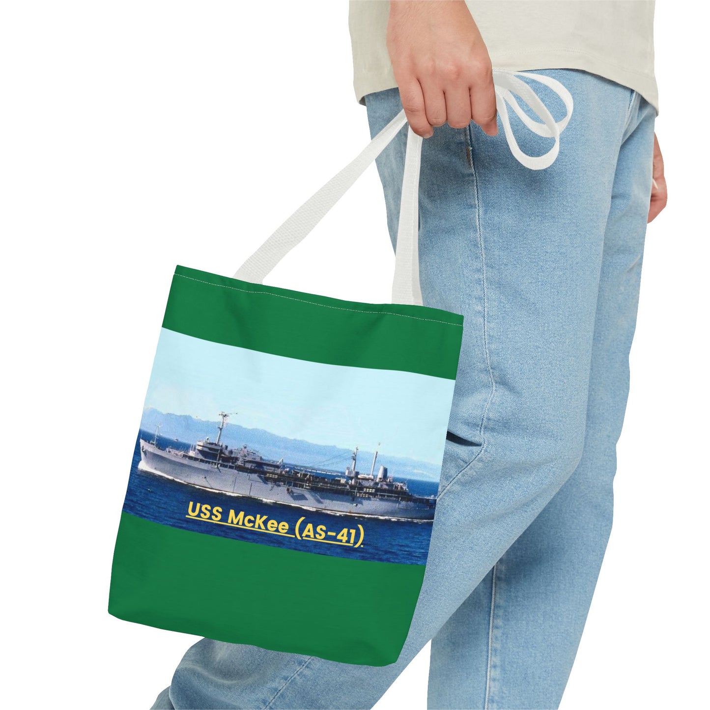 USS McKee (AS-41) Navy POD Smileandlaughtees Tote Bag (AOP)