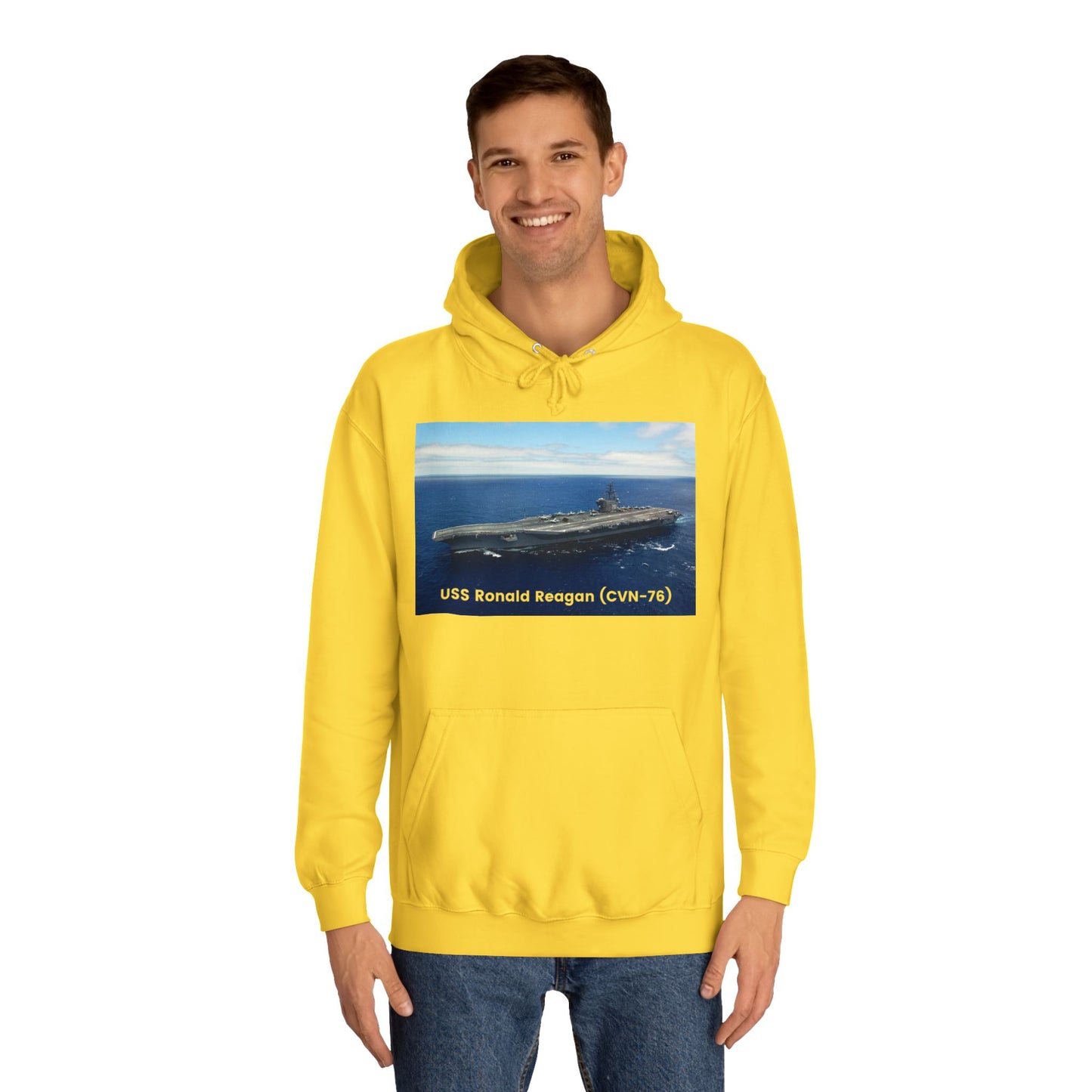 USS Ronald Reagan (CVN-76) Navy POD Smileandlaughtees Unisex College Hoodie