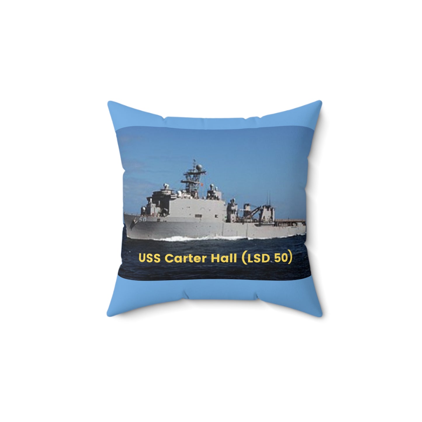 USS Carter Hall (LSD 50) Navy POD Smileandlaughtees Spun Polyester Square Pillow