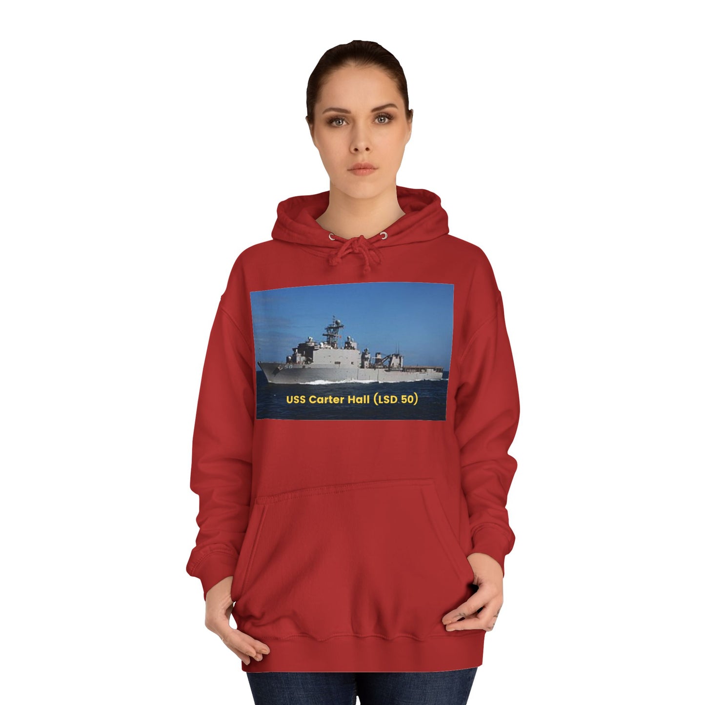 USS Carter Hall (LSD 50) Navy POD Smileandlaughtees Unisex College Hoodie