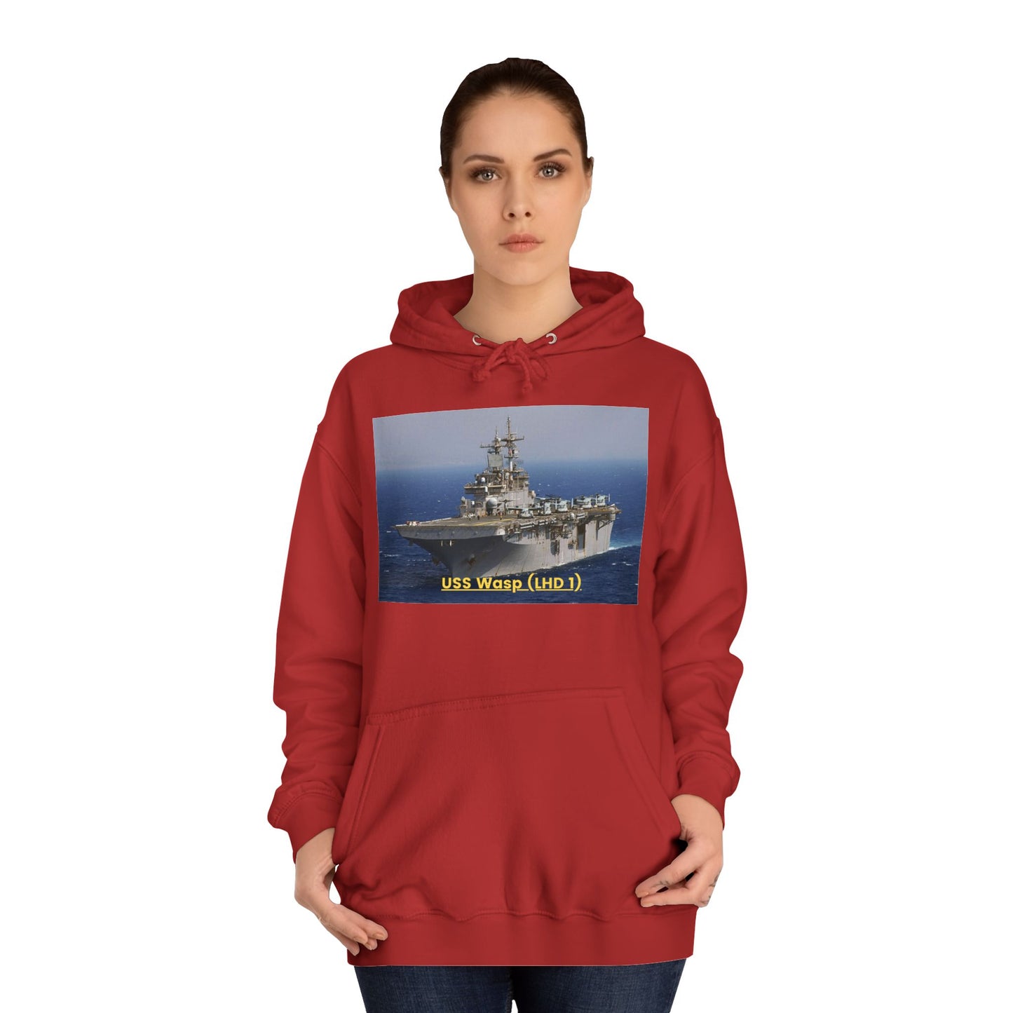 USS Wasp (LHD 1) Navy POD Smileandlaughtees Unisex College Hoodie