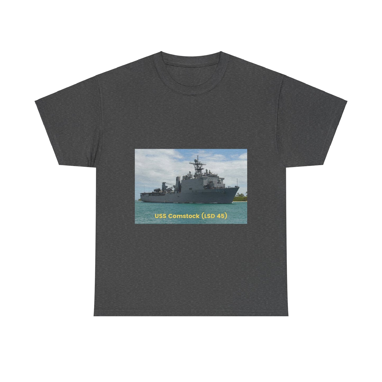 USS Comstock (LSD 45) Navy POD Smileandlaughtees Unisex Heavy Cotton Tee T-Shirt