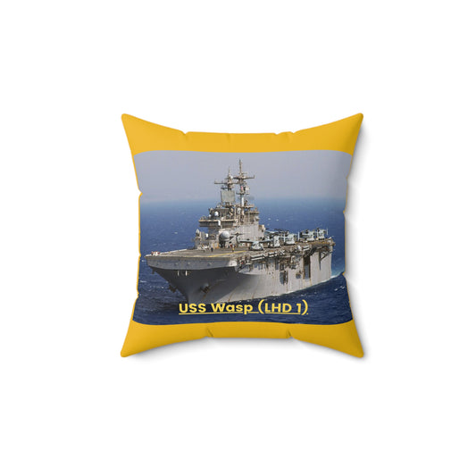 USS Wasp (LHD 1) Navy POD Smileandlaughtees Spun Polyester Square Pillow