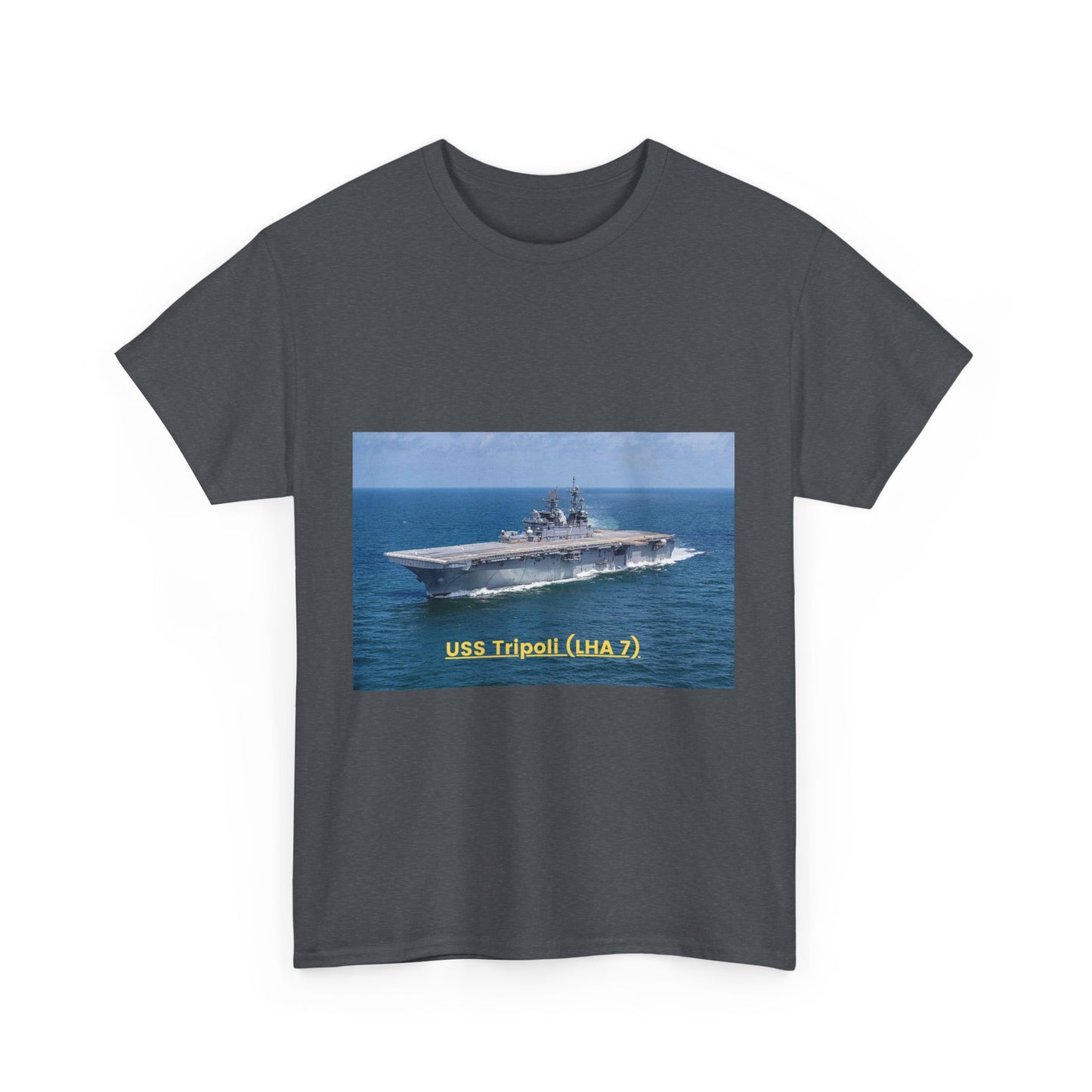 USS Tripoli (LHA 7) Navy POD Smileandlaughtees Unisex Heavy Cotton Tee T-Shirt