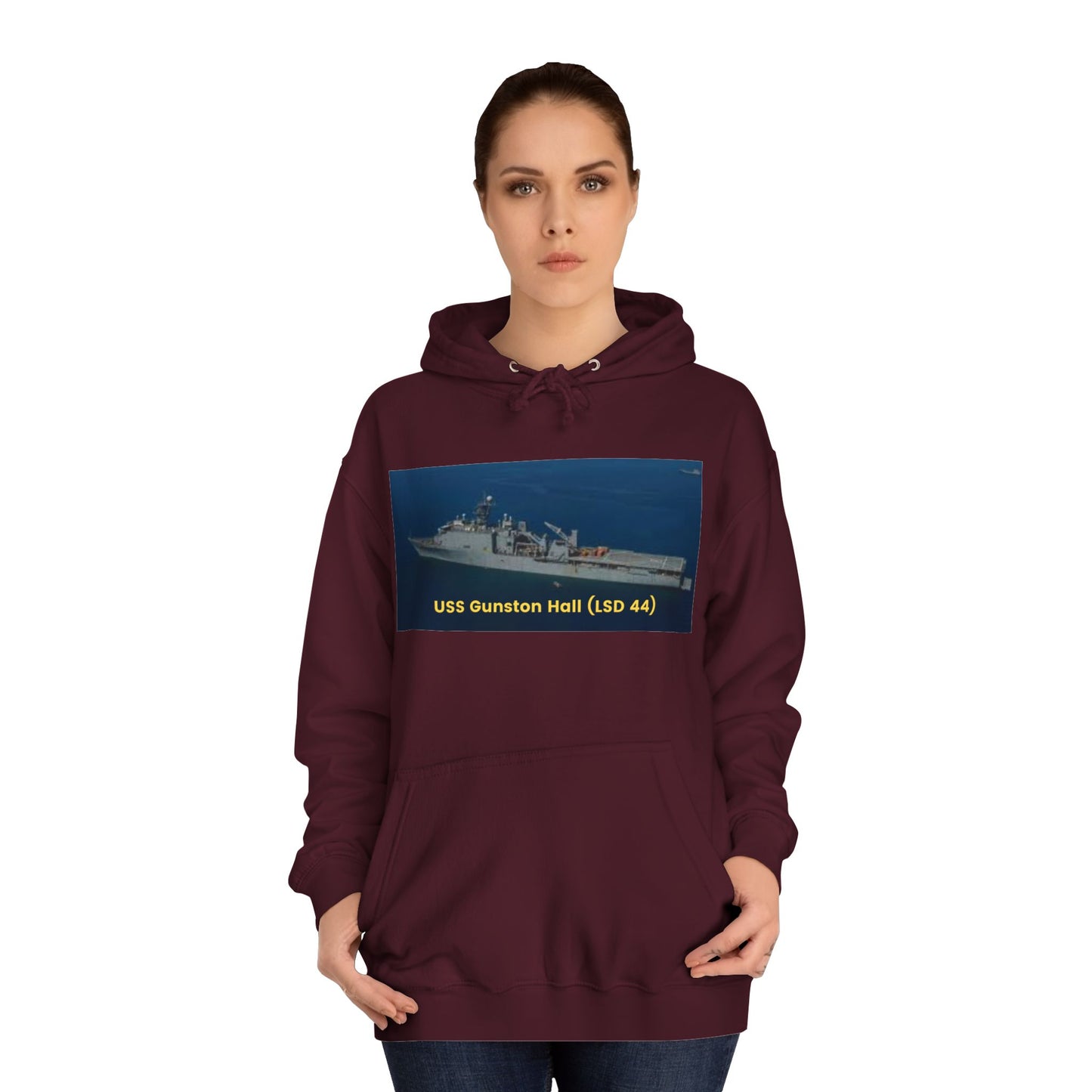 USS Gunston Hall (LSD 44) Navy POD Smileandlaughtees Unisex College Hoodie