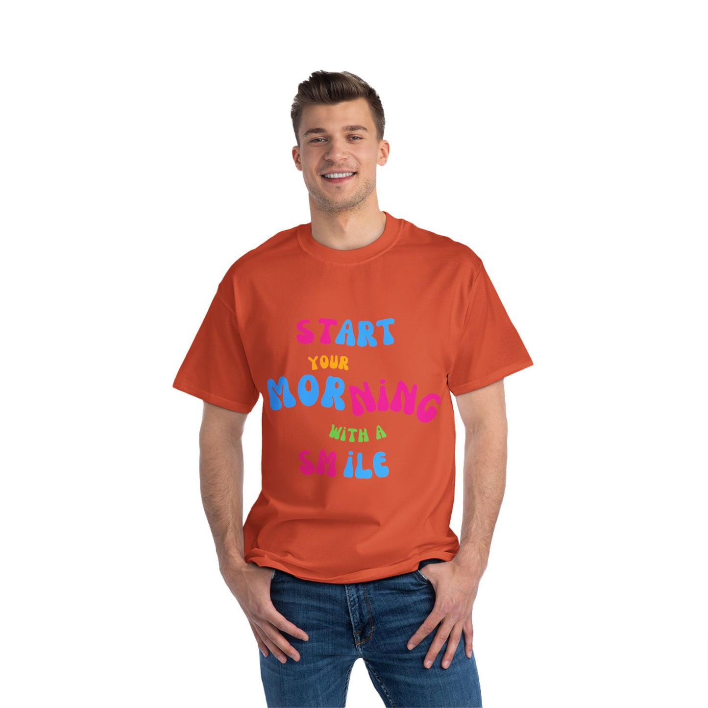 Start your Morning with a Smile SmileandLaughTees Beefy-T®  Short-Sleeve T-Shirt