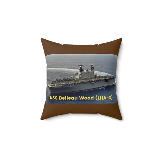 USS Belleau Wood (LHA-3) Navy POD Smileandlaughtees Spun Polyester Square Pillow