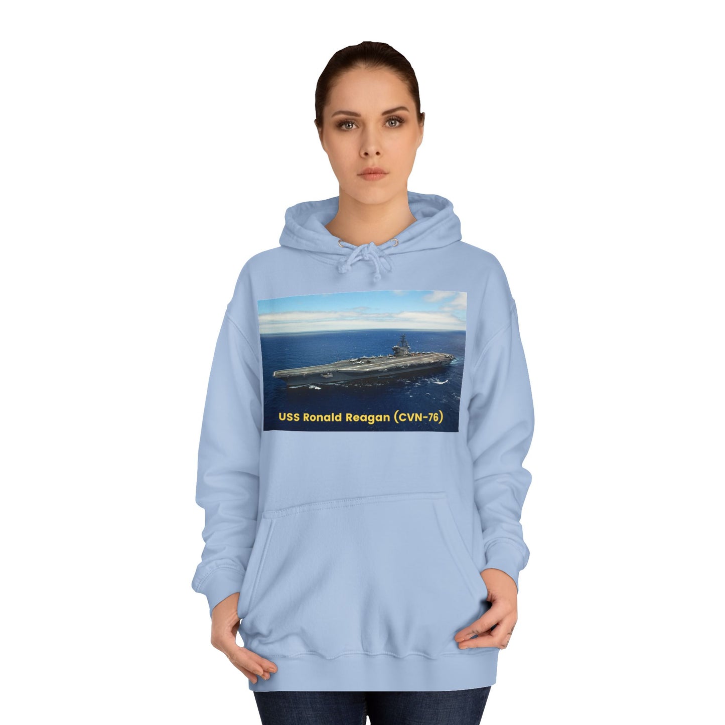 USS Ronald Reagan (CVN-76) Navy POD Smileandlaughtees Unisex College Hoodie