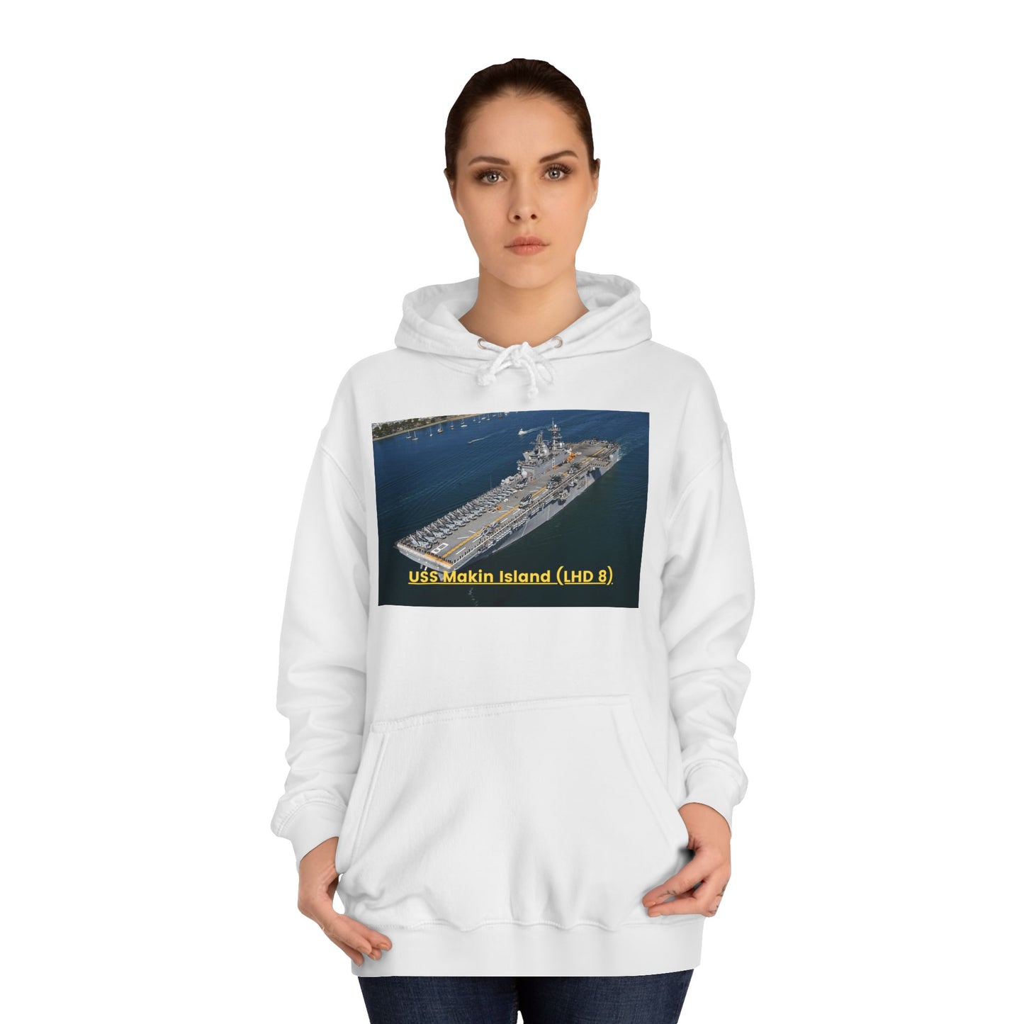 USS Makin Island (LHD 8) Navy POD Smileandlaughtees Unisex College Hoodie