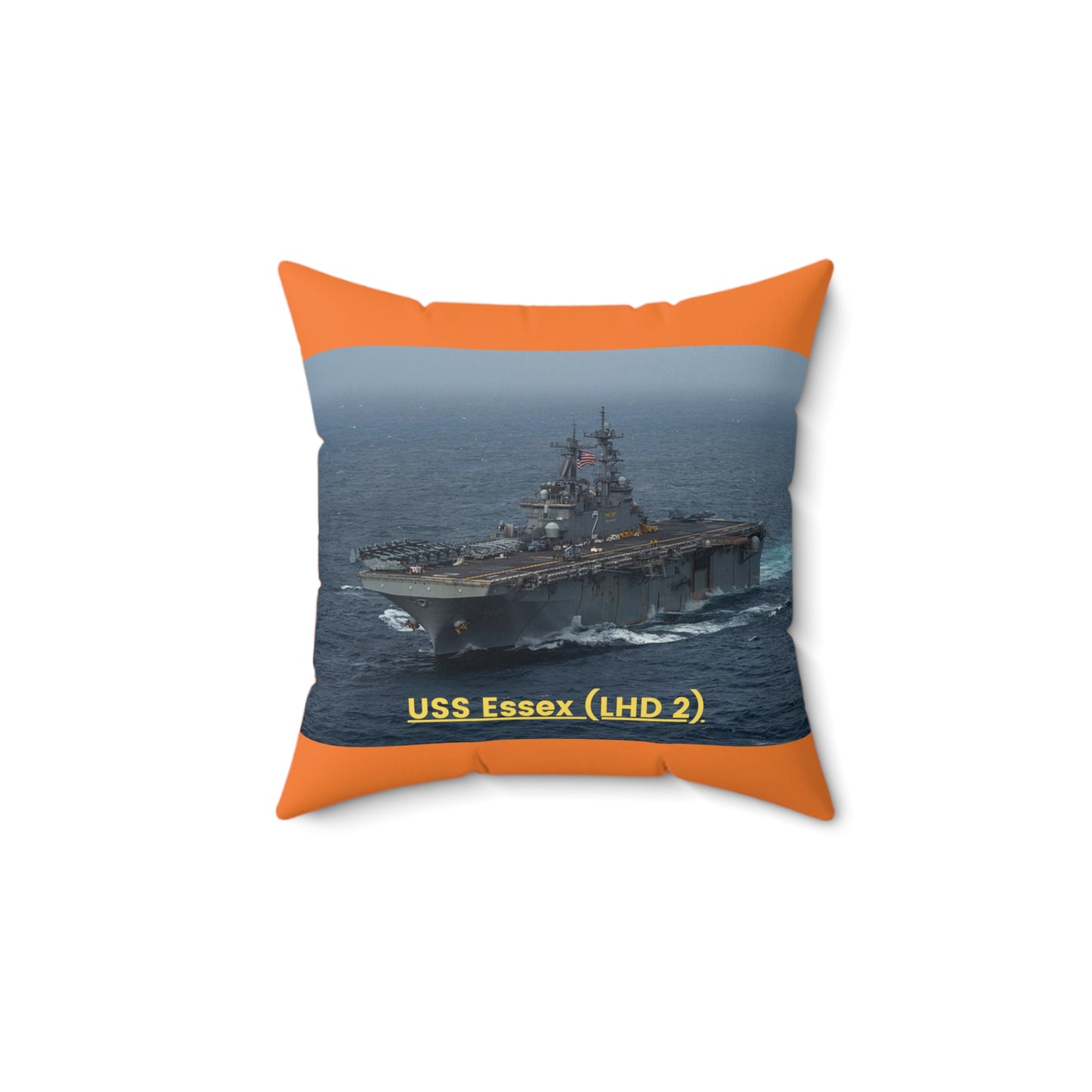 USS Essex (LHD 2) Navy POD Smileandlaughtees Spun Polyester Square Pillow