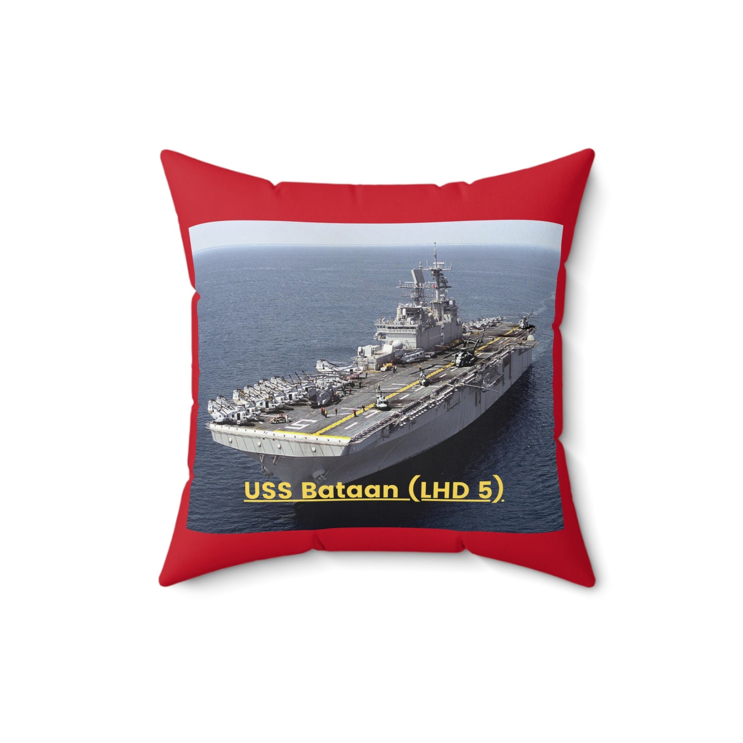 USS Bataan (LHD 5) Navy POD Smileandlaughtees Spun Polyester Square Pillow