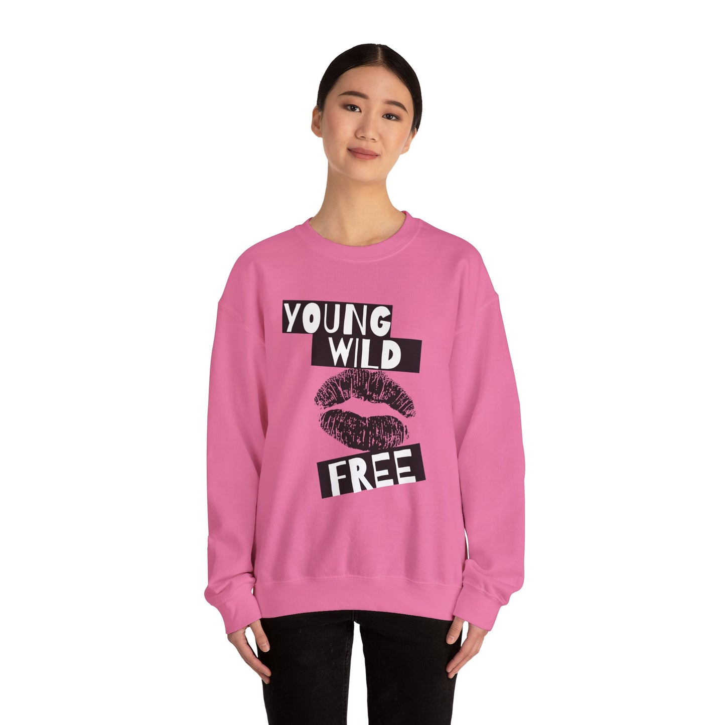 Young Wild Free SmileandLaughTees Unisex Heavy Blend™ Crewneck Sweatshirt