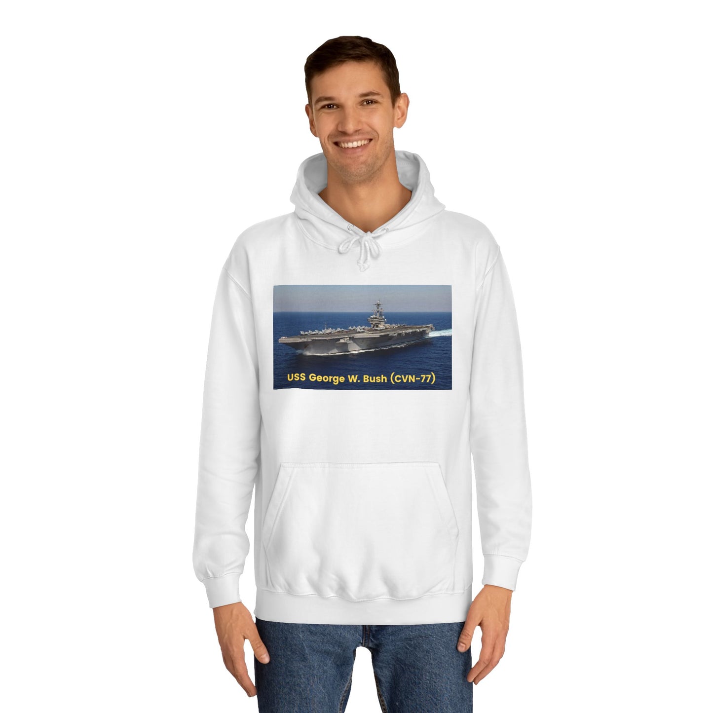 USS George W. Bush (CVN-77) Navy POD Smileandlaughtees  Unisex College Hoodie