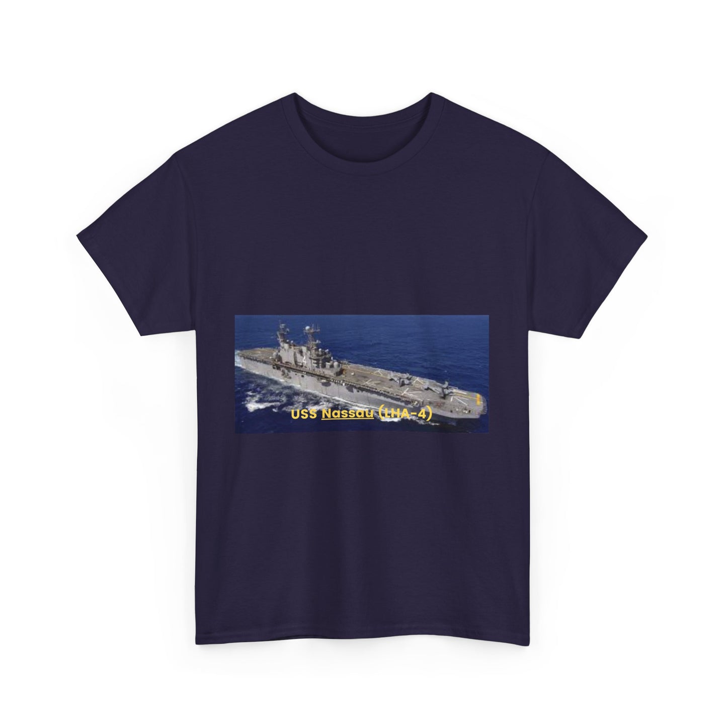 USS Nassau (LHA-4) Navy POD Smileandlaughtees Unisex Heavy Cotton Tee T-Shirt