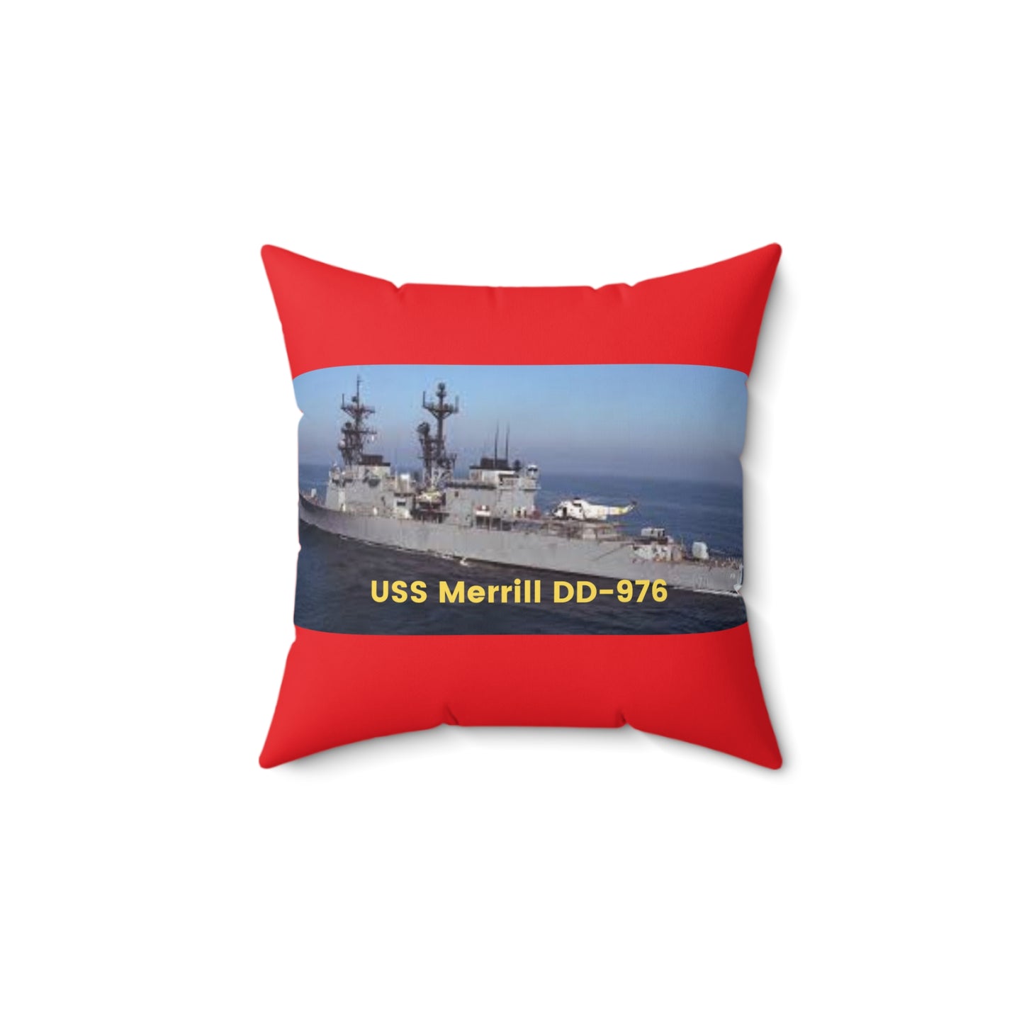 USS Merrill DD-976 Navy POD Smileandlaughtees Spun Polyester Square Pillow