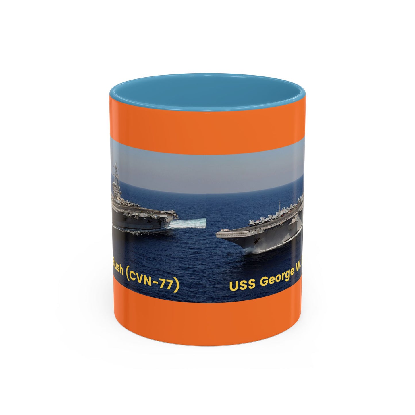 USS George W. Bush (CVN-77) Navy POD Smileandlaughtees Accent Coffee Mug (11, 15oz)