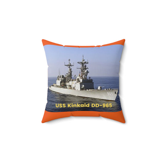 USS Kinkaid DD-965 Navy POD Smileandlaughtees Spun Polyester Square Pillow