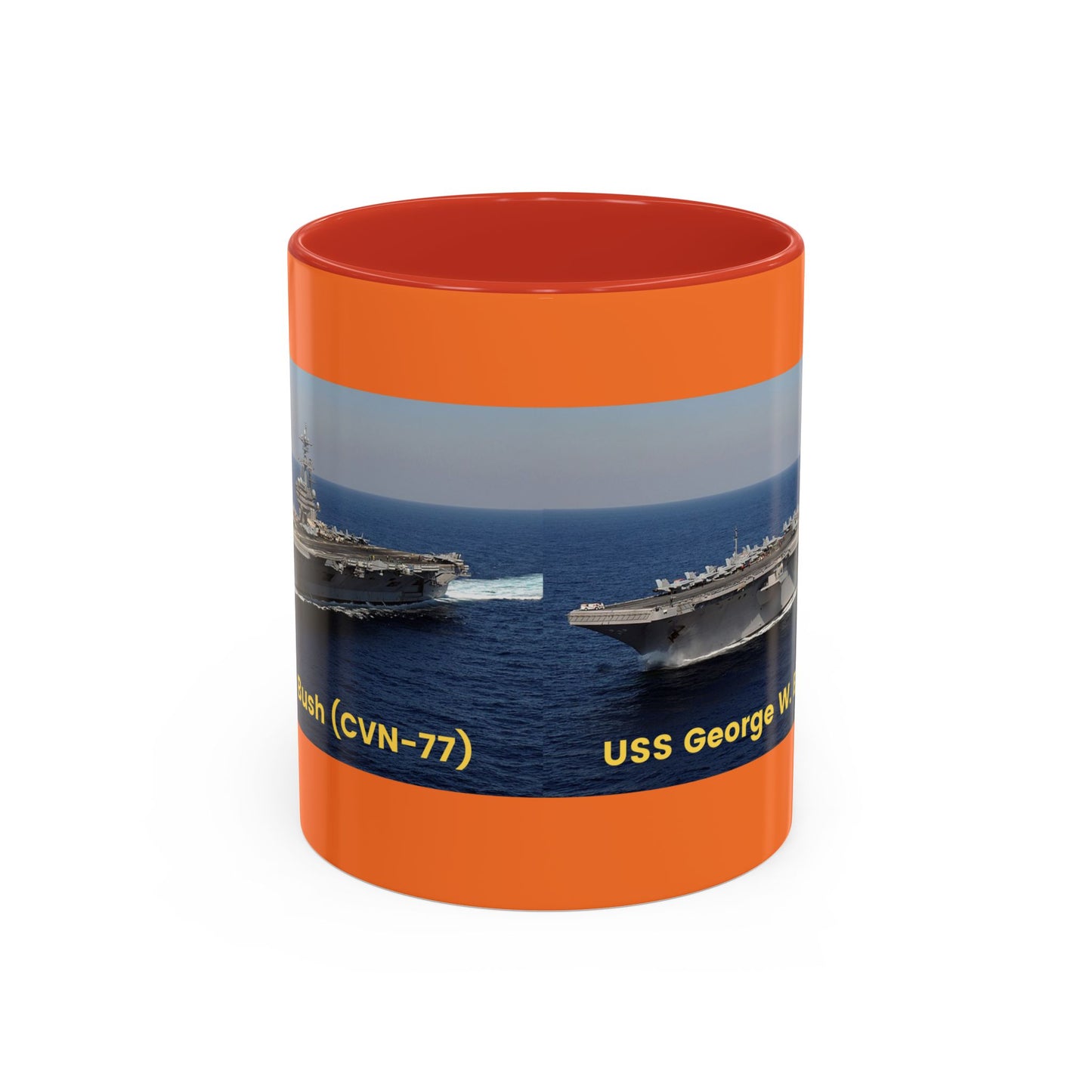 USS George W. Bush (CVN-77) Navy POD Smileandlaughtees Accent Coffee Mug (11, 15oz)