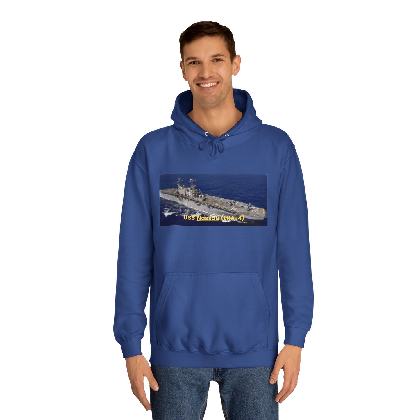 USS Nassau (LHA-4) Navy POD Smileandlaughtees  Unisex College Hoodie