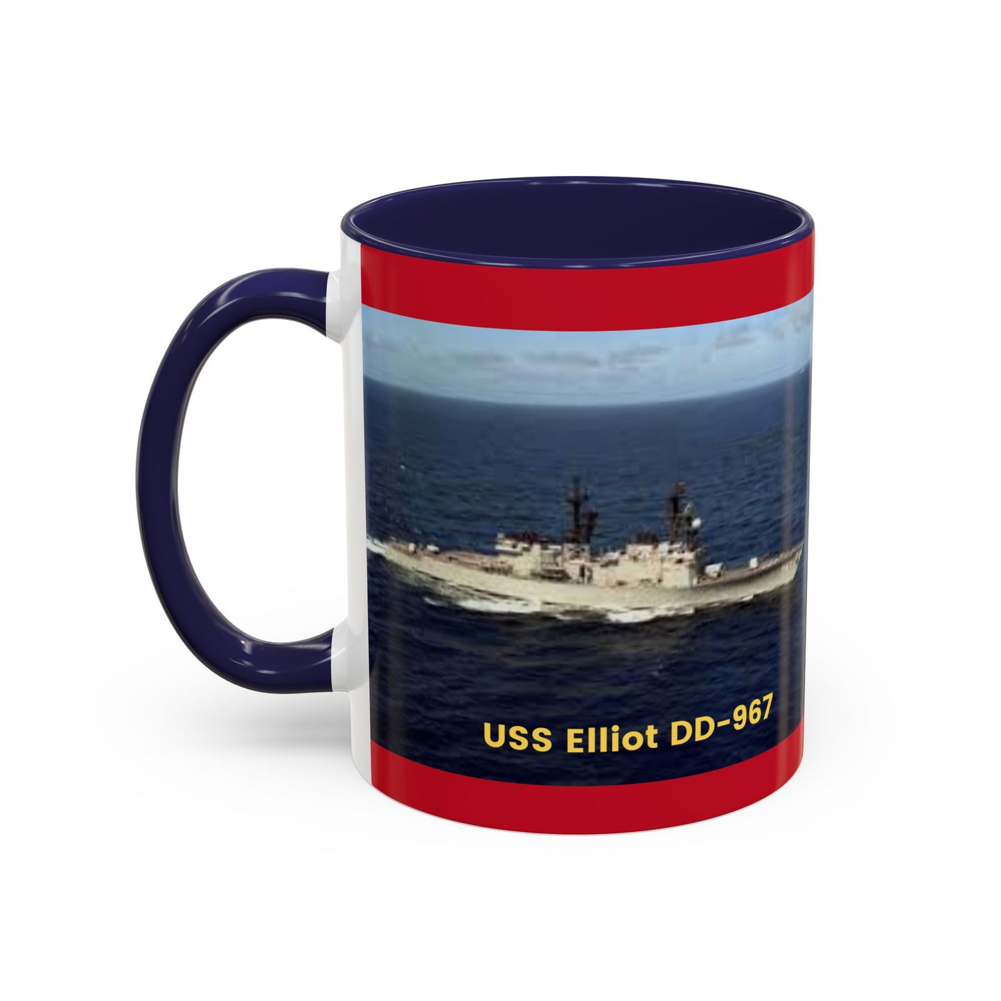 USS Elliot DD-967 Navy POD Smileandlaughtees Accent Coffee Mug (11, 15oz)