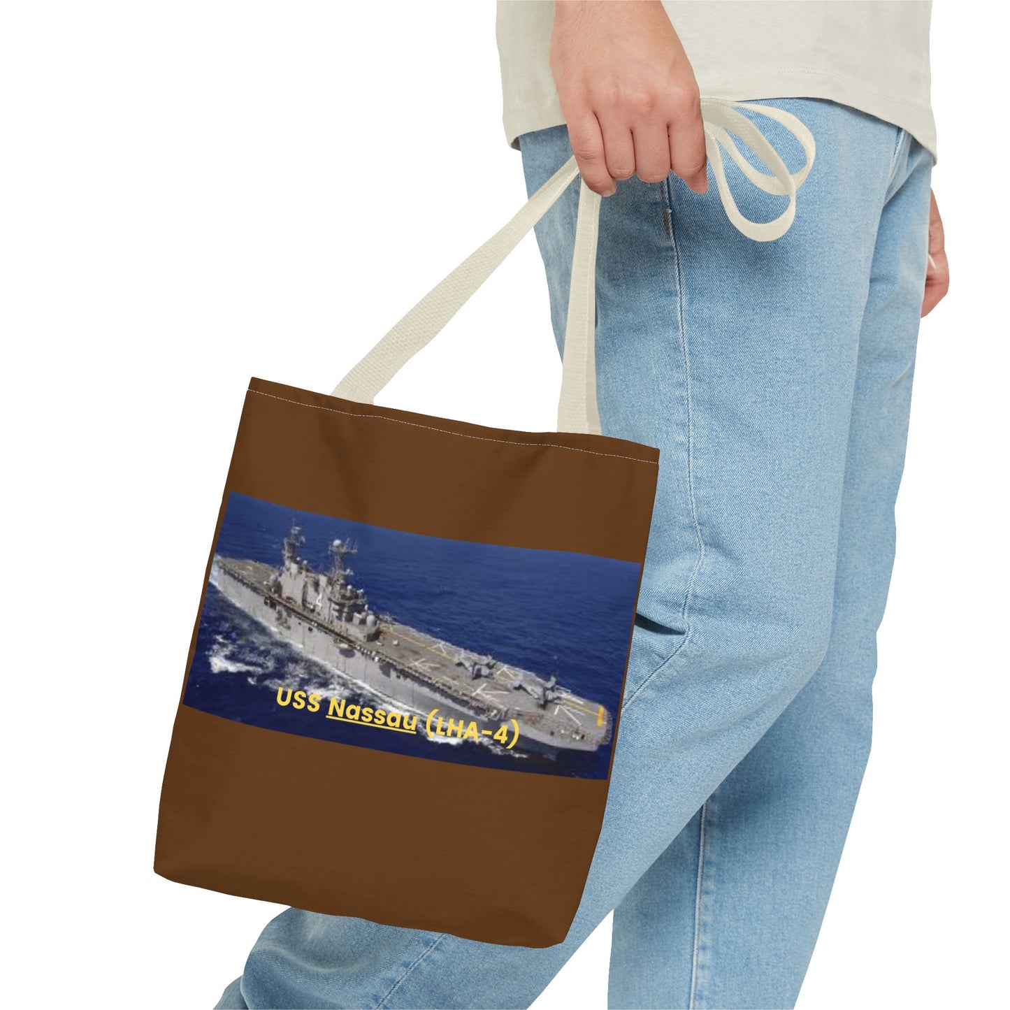 USS Nassau (LHA-4) Navy POD Smileandlaughtees Tote Bag (AOP)