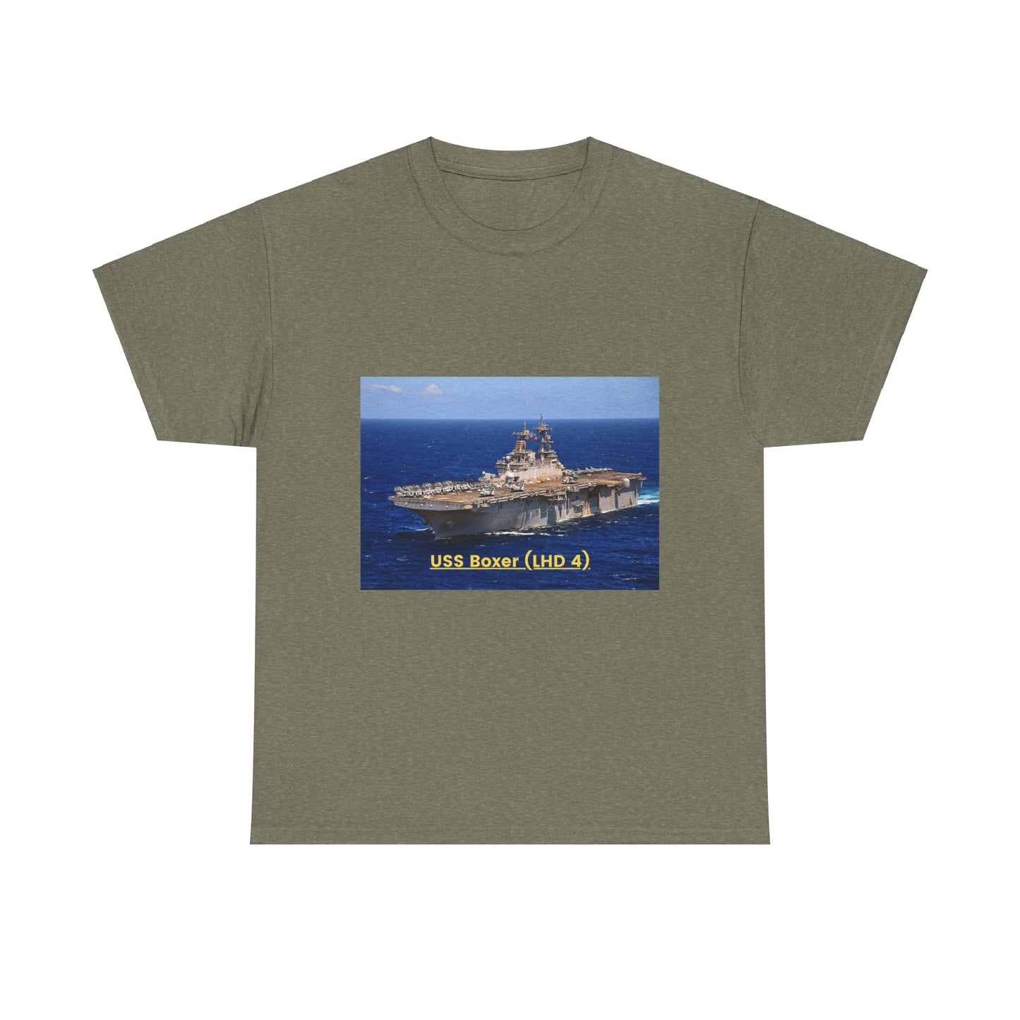 USS Boxer (LHD 4) Navy POD Smileandlaughtees Unisex Heavy Cotton Tee T-Shirt