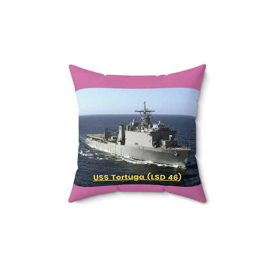 USS Tortuga (LSD 46) Navy POD Smileandlaughtees Spun Polyester Square Pillow