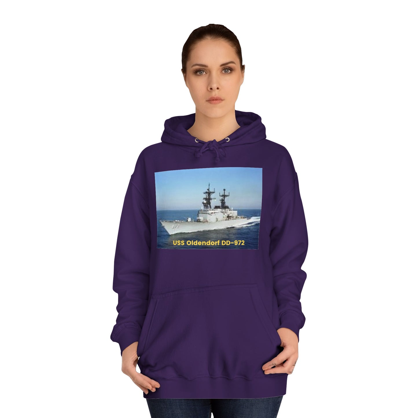 USS Oldendorf DD-972 Navy POD Smileandlaughtees Unisex College Hoodie