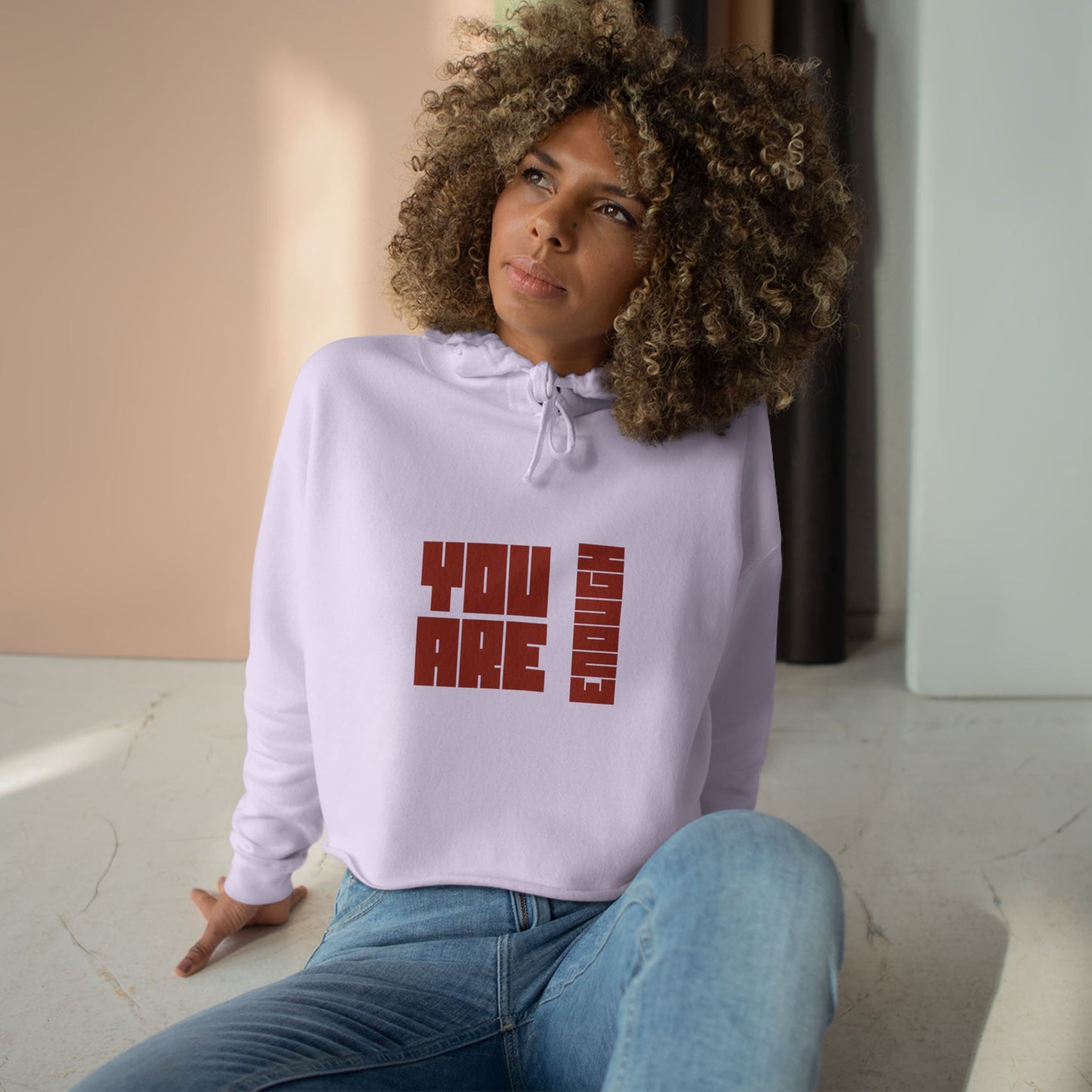 You are Enough SmileandLaughTees Crop Hoodie Sweatshirt