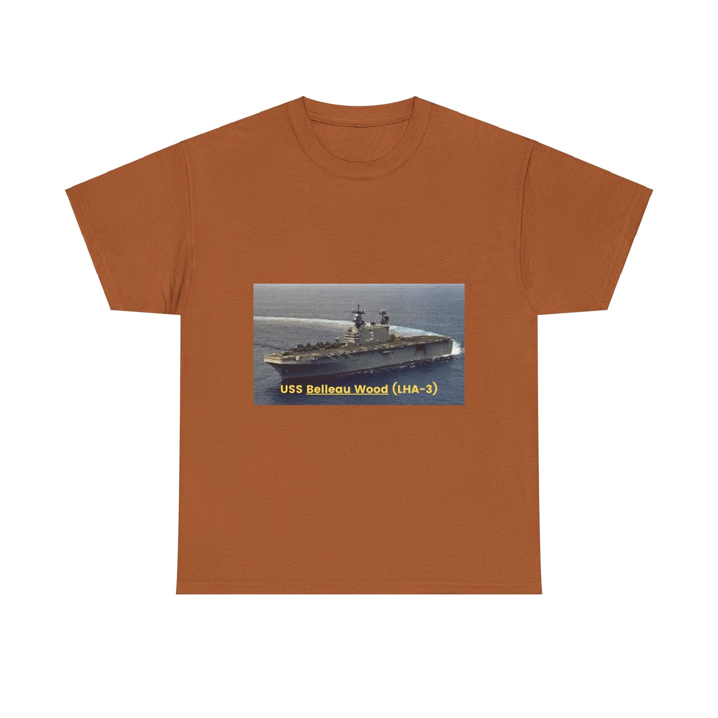 USS Belleau Wood (LHA-3) Navy POD Smileandlaughtees Unisex Heavy Cotton Tee T-Shirt