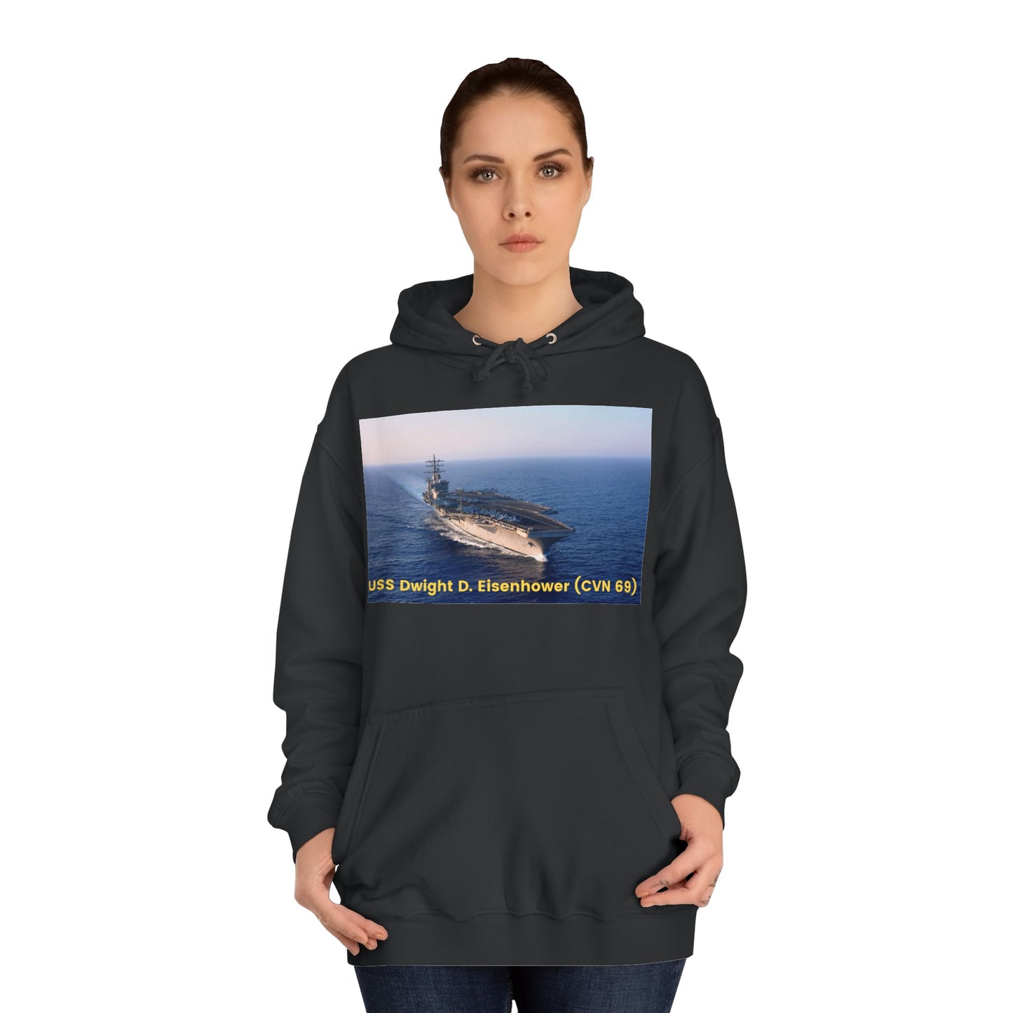 USS Dwight D. Eisenhower (CVN 69) Navy POD Smileandlaughtees Unisex College Hoodie